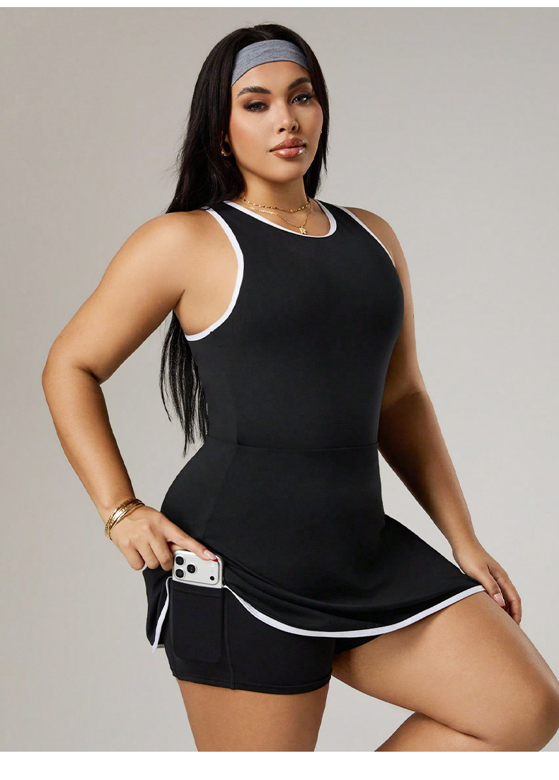 Plus Size Athletic Tennis Dress Summer Sleeveless Quick-drying Sportwear
